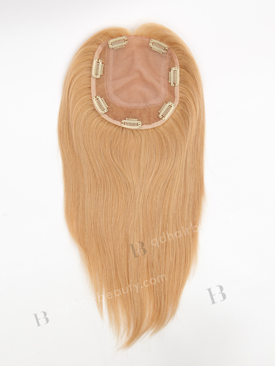 In Stock 5.5"*6.5" European Virgin Hair 12" All One Length Straight #22/12 Color Silk Top Hair Topper-161